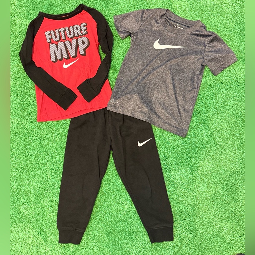 Nike Kids Sports Lot |3 Pieces| 4T Boys Athletic Set - Red, Gray, Black